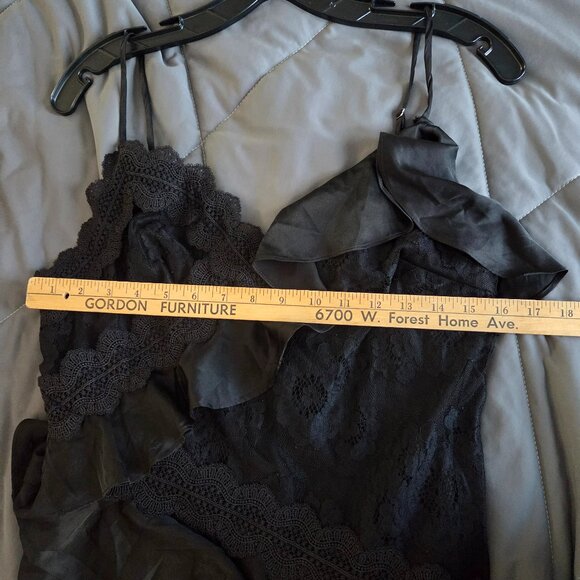 Anthropologie BHLDN Elora Sleeveless V-Neck Ruffle Lace Maxi Black Dress 12 - Picture 6 of 9